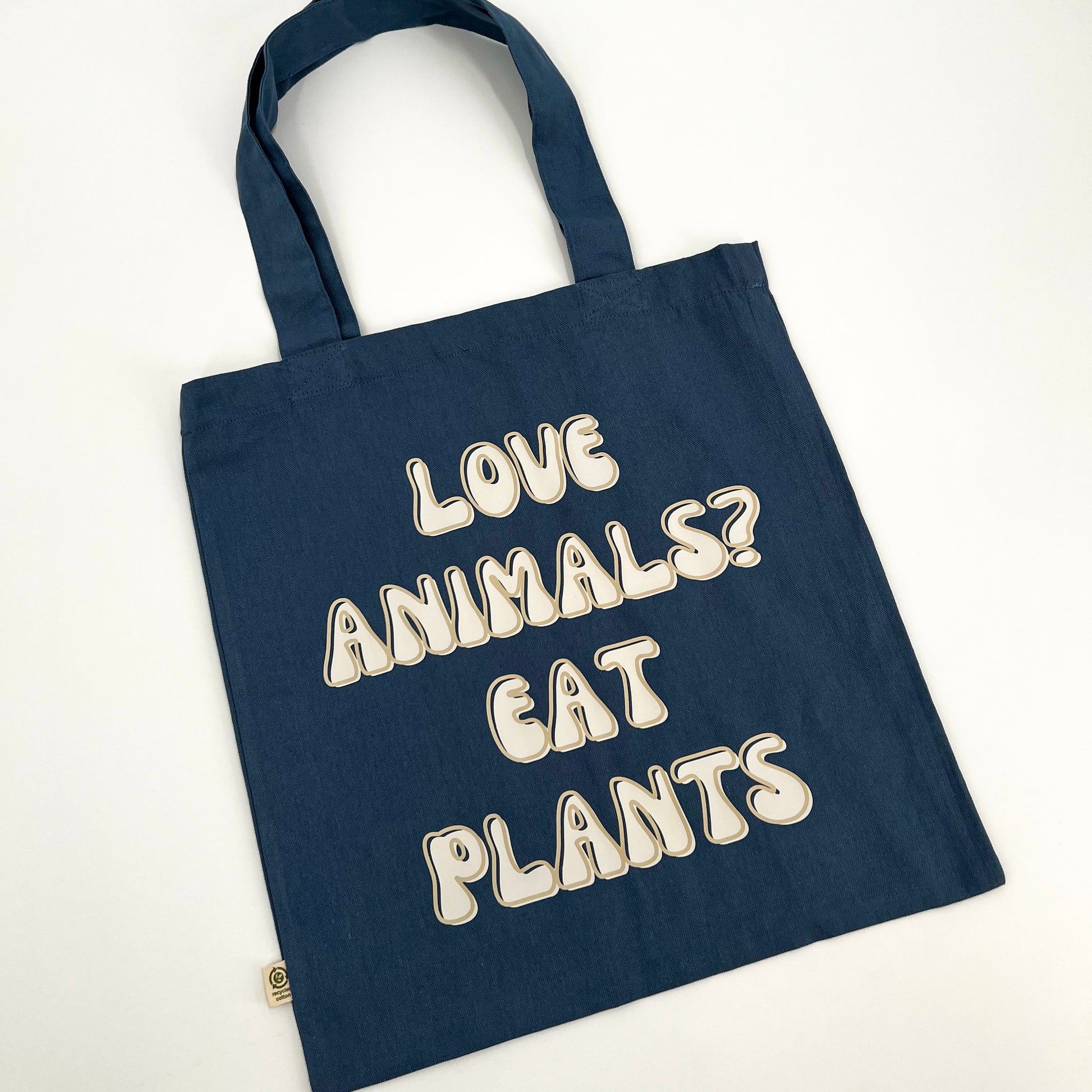 Love Animals Eat Plants reusable cotton tote bag