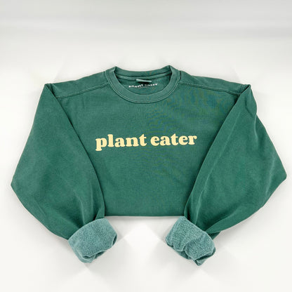 Plant Eater Vegan Activism Crewneck Sweatshirt in green with cream design