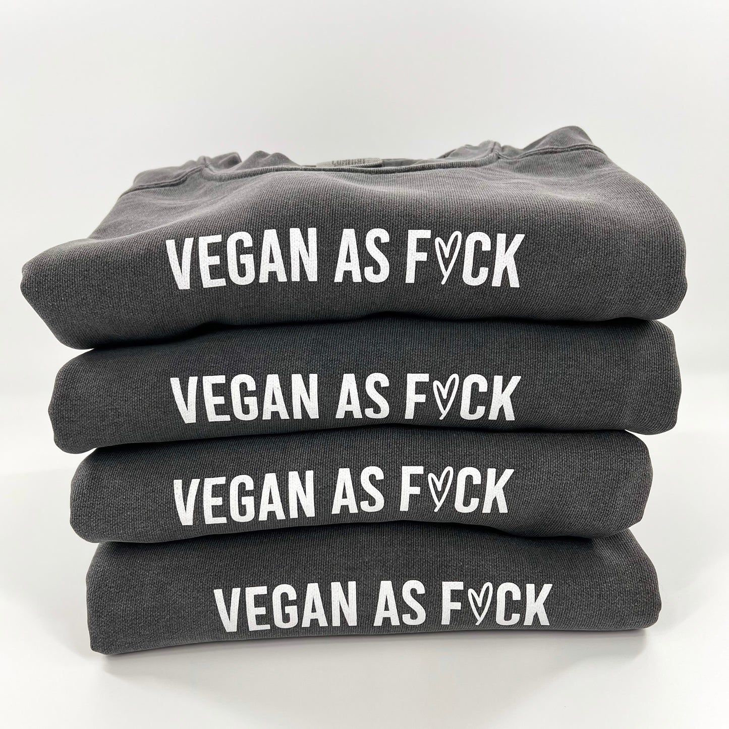 Stack of Vegan As F*ck Shirt in dark grey with white design - vegan af