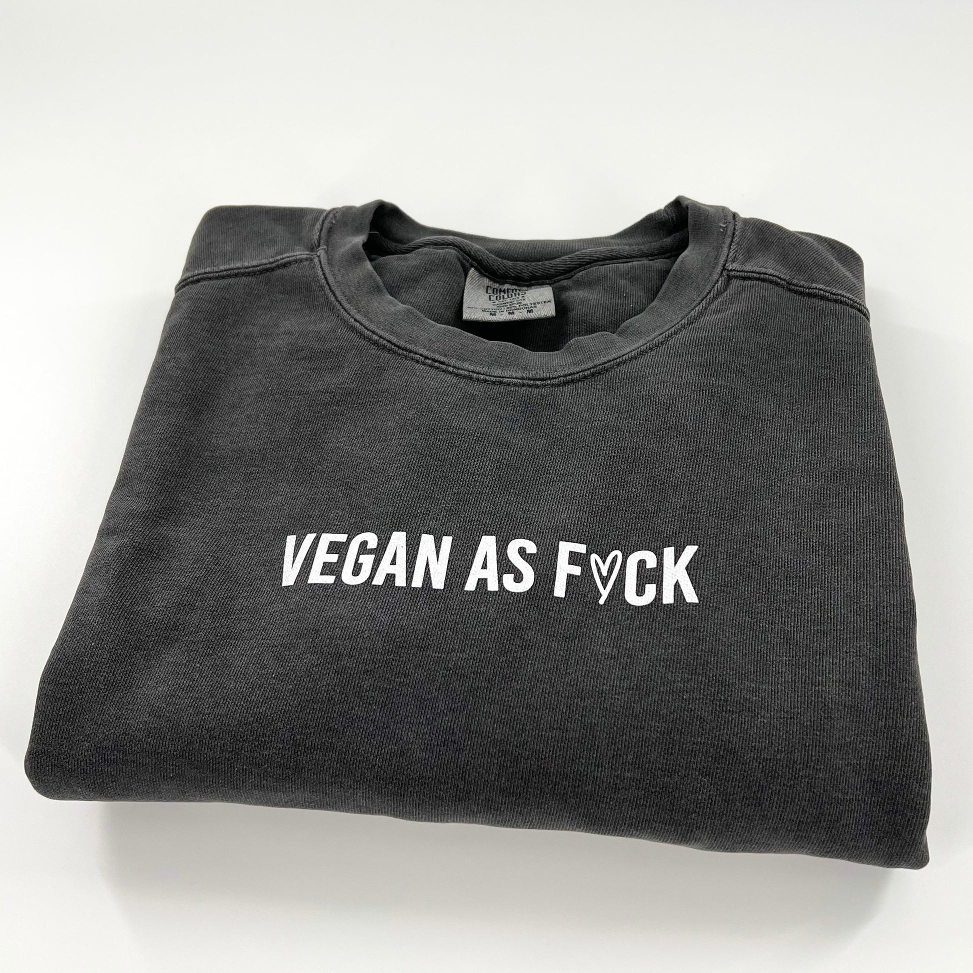 Vegan As F*ck Crewneck Sweatshirt in dark grey with white design - vegan af