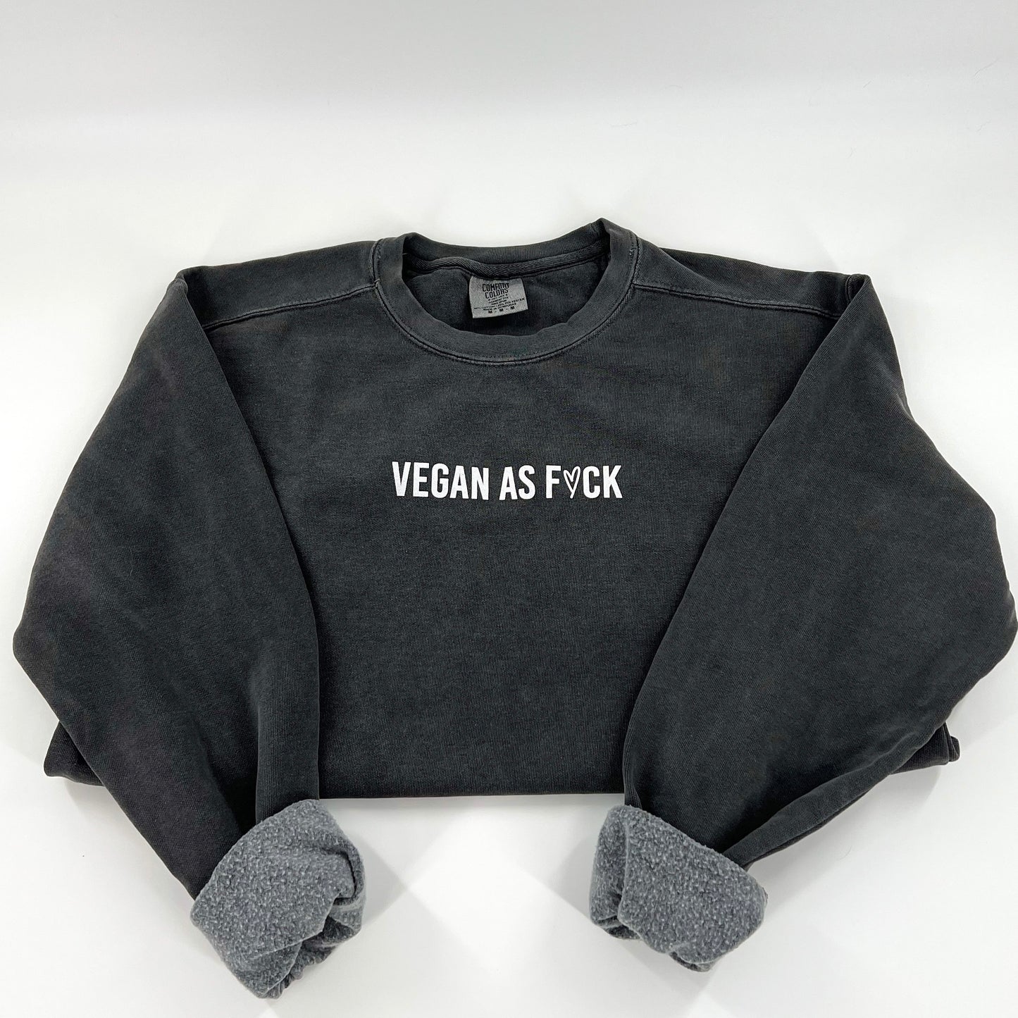 Vegan As F*ck Crewneck Sweatshirt in dark grey with white design - vegan af