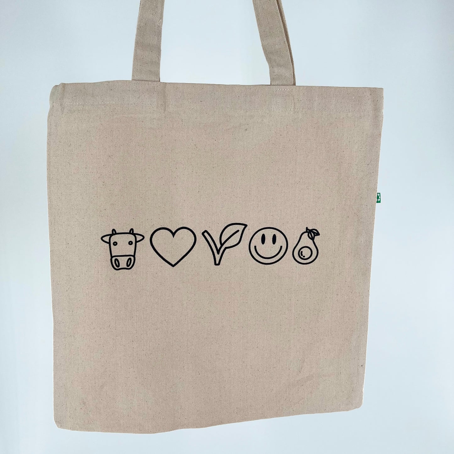 Vegan Emoji recycled cotton canvas tote bag