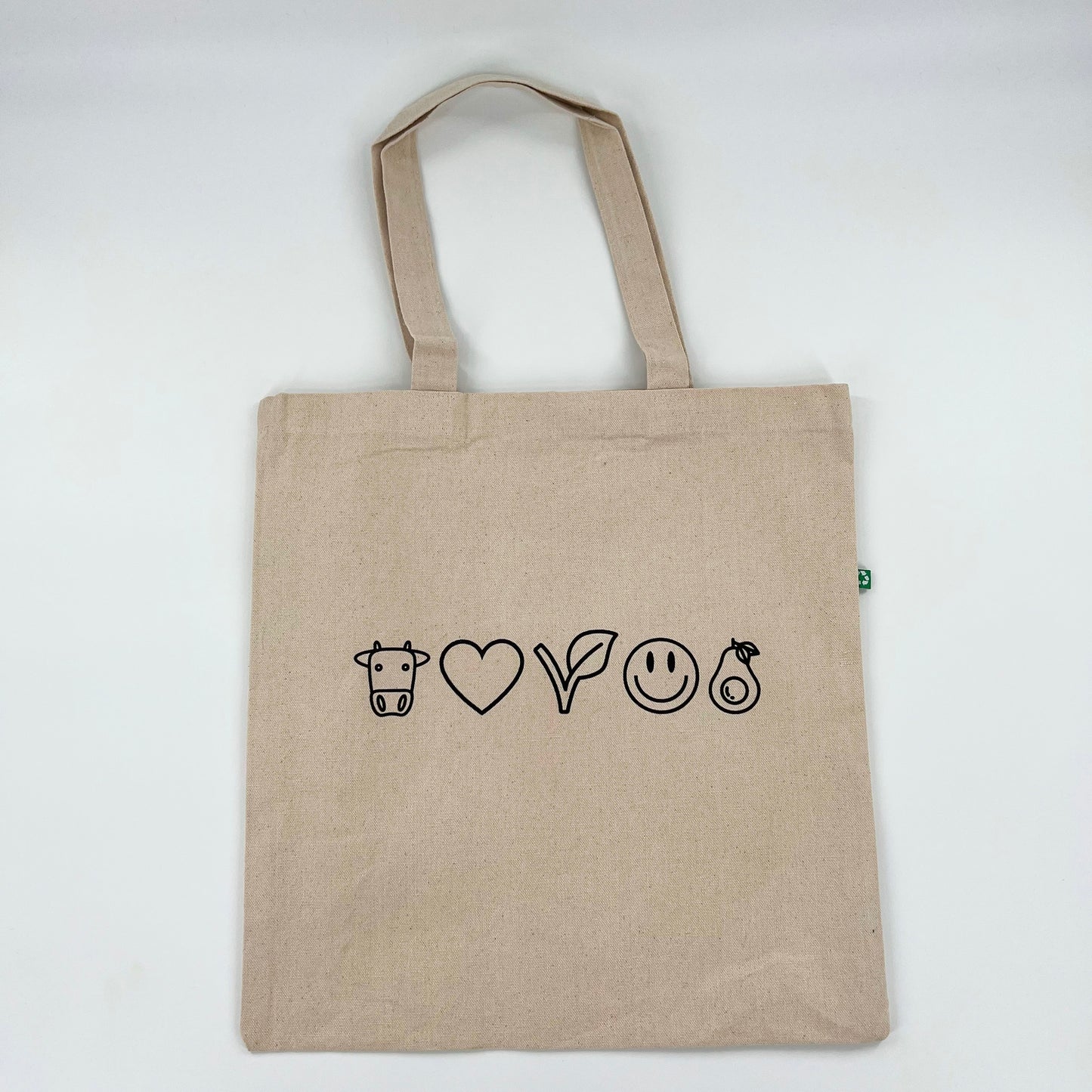 Vegan Emoji recycled cotton canvas tote bag