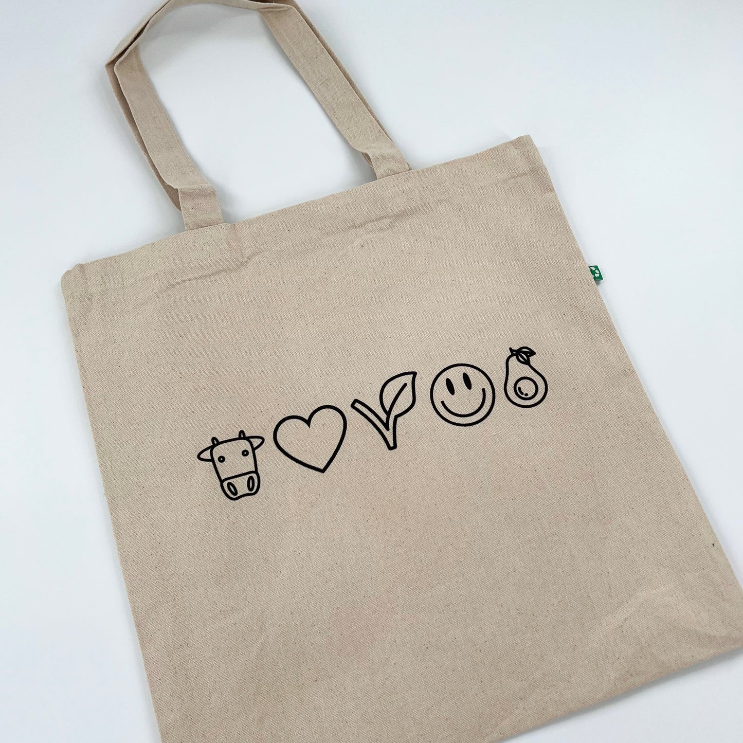 Vegan Emoji recycled cotton canvas tote bag