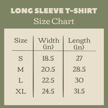 Long Sleeve T-shirt Size Chart