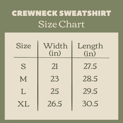 Crewneck Sweatshirt Size Chart